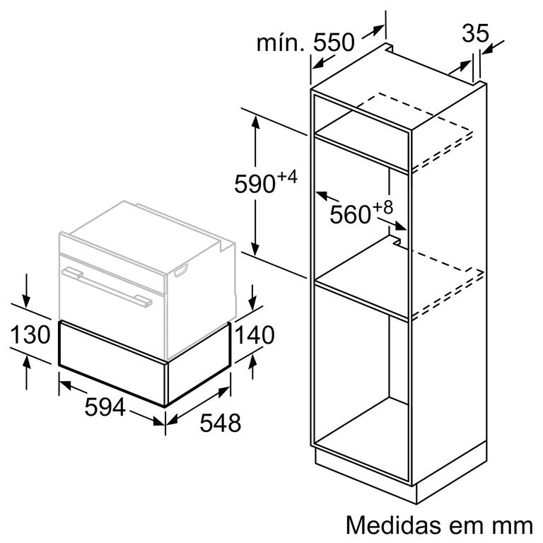 Serie 8 Gaveta de aquecimento 60 x 14 cm Inox Serie 8 Gaveta de aquecimento 60 x 14 cm Inox