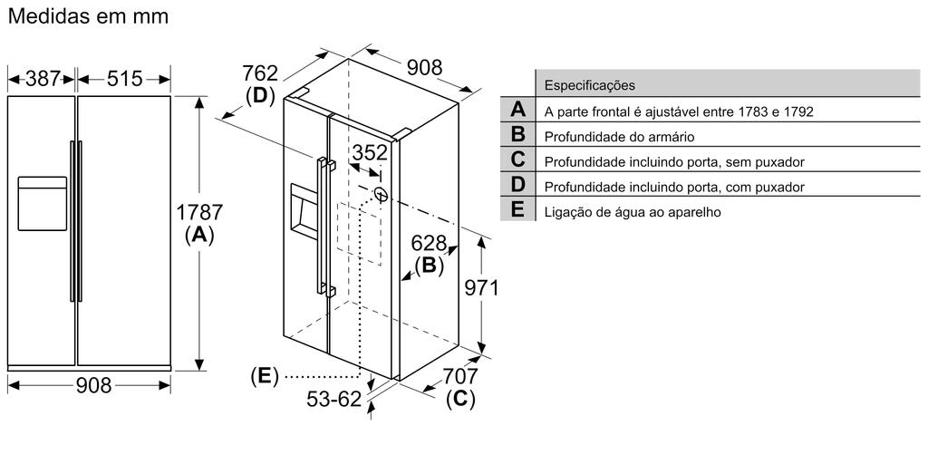 Serie 6 Frigorífico Americano 178.7x90.8 cm Inox Serie 6 Frigorífico Americano 178.7x90.8 cm Inox