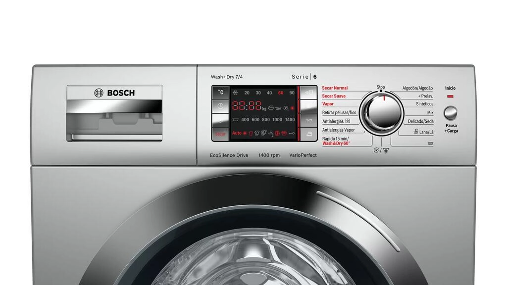 Serie 6 Máquina de Lavar e Secar Roupa7/4 kg 1400 rpm, Inox Serie 6 Máquina de Lavar e Secar Roupa7/4 kg 1400 rpm, Inox