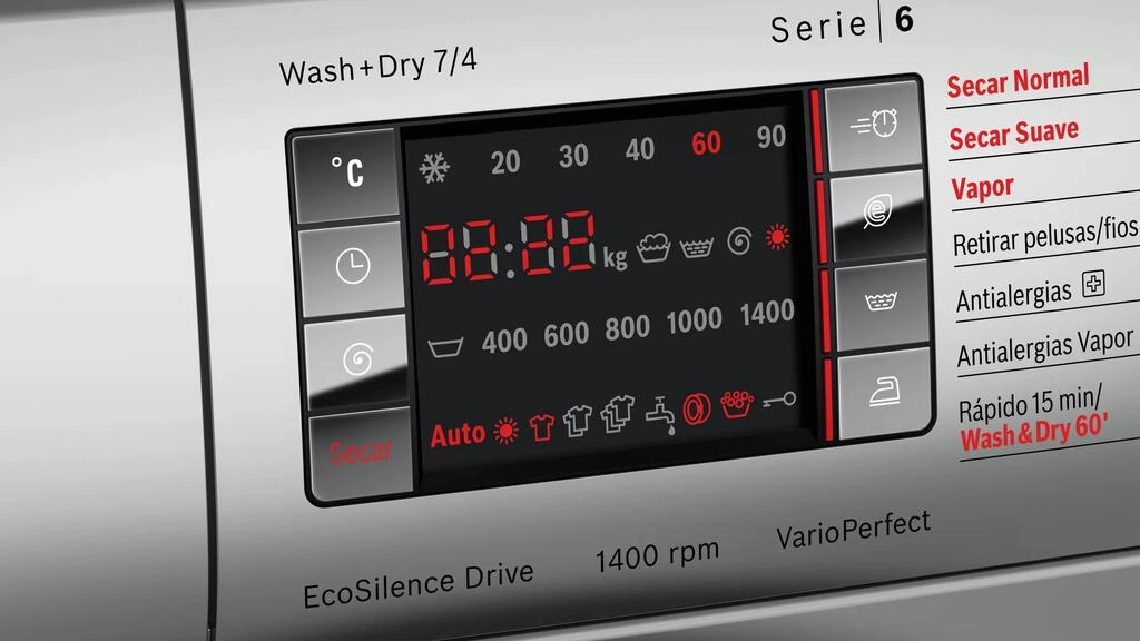 Serie 6 Máquina de Lavar e Secar Roupa7/4 kg 1400 rpm, Inox Serie 6 Máquina de Lavar e Secar Roupa7/4 kg 1400 rpm, Inox