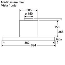 Serie 4 Chaminé com design integrado 90 cm Inox