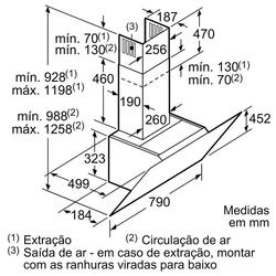Serie 4 Chaminé de parede 80 cm Vidro Preto