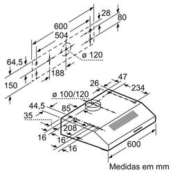 Serie 4 Exaustor horizontal 60 cm Inox