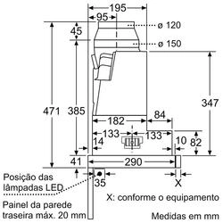 Serie 4 Exaustor telescópico 90 cm Prateado metálico