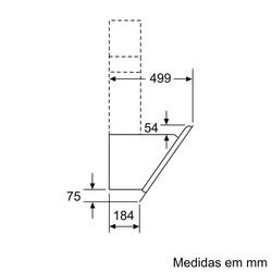 Serie 6 Chaminé de parede 90 cm Vidro Preto
