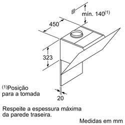 Serie 6 Chaminé de parede 90 cm Vidro Preto
