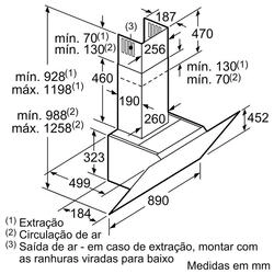 Serie 6 Chaminé de parede 90 cm Vidro Preto