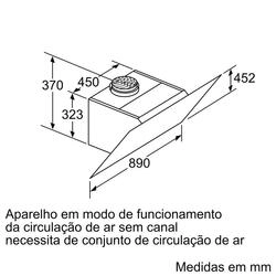 Serie 6 Chaminé de parede 90 cm Vidro Preto