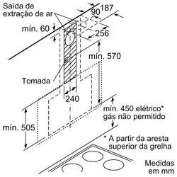 Serie 8 Chaminé de parede 90 cm Vidro Preto