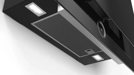 Serie 8 Chaminé de parede 90 cm Vidro Preto