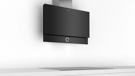 Serie 8 Chaminé de parede 90 cm Vidro Preto