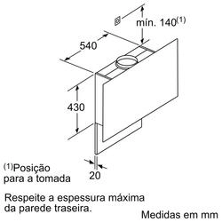 Serie 8 Chaminé de parede 90 cm Vidro Preto