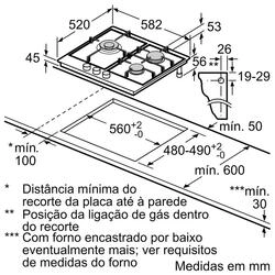Serie 4 Placa a gás 60 cm Inox