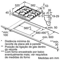 Serie 6 Placa a gás 60 cm Inox