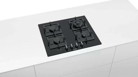 Serie 6 Placa a gás 60 cm Vidro duro, Preto