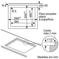 Serie 6 Placa a gás 60 cm Vidro duro, Preto