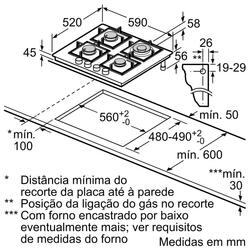 Serie 6 Placa a gás 60 cm Vidro duro, Preto
