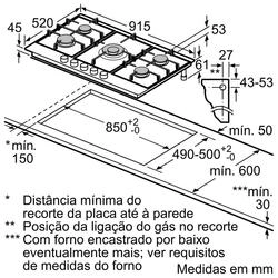 Serie  6 Placa a gás 90 cm Inox