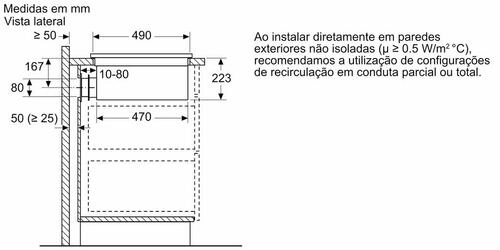 Serie 8 Placa de indução com ventilação 80 cm