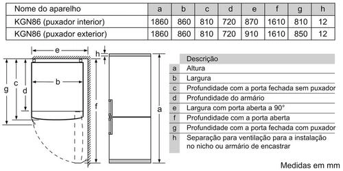 Serie 4 Combinado de instalação livre 186x86 cm Inox