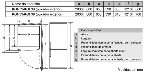 Serie 4 Combinado de instalação livre 203x60 cm Inox