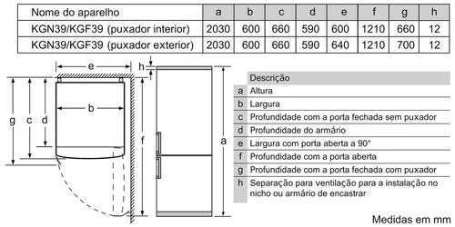 Serie 8 Combinado de instalação livre 203x60 cm Inox