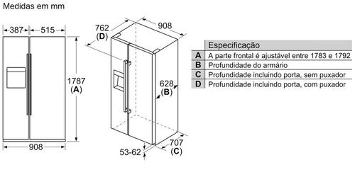 Serie 6 Frigorífico Americano 178.7x90.8 cm Inox