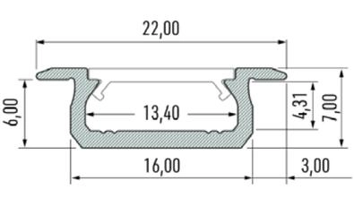 Perfil PFA2197 Encastrar (2 Metros)